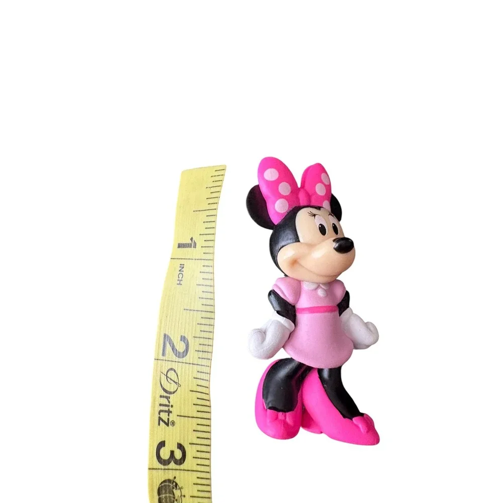 Disney Minnie Mouse PVC Figure Pink Dress Polka Dot Bow Jakks Pacific 2.5